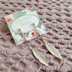 Sterling silver feather drop earrings